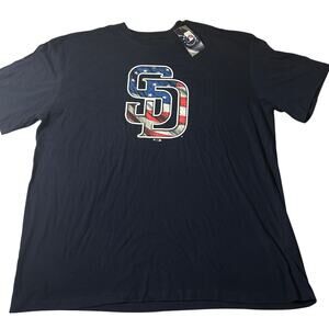 NEW San Diego Padres‎ Tee Navy USA Flag Graphic T-Shirt Fanatics MLB Men 2XL